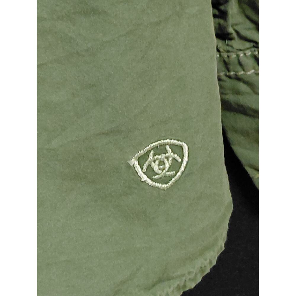 ARIAT WMS Maya Snap Cotton Shirt Green Solid Long Sleeve Women Size M - Picture 4 of 11